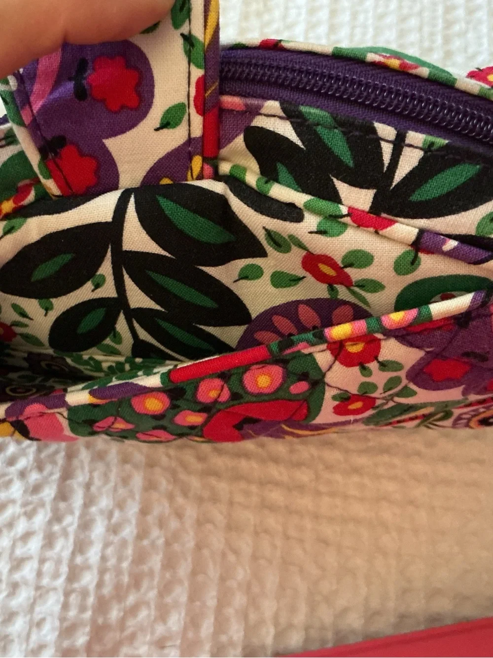Vera Bradley Quilted Floral Cosmetic Pouch in Purple, Pink, Green & Yellow
